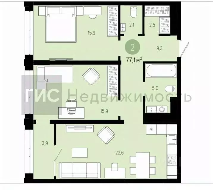 2-к кв. Новосибирская область, Новосибирск Большевистская ул., 94 ... - Фото 1