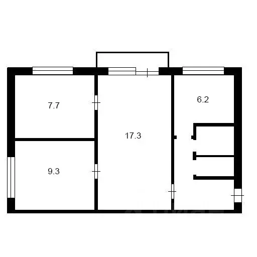 3-к кв. Нижегородская область, Кстово Зеленая ул., 3А (49.0 м) - Фото 2