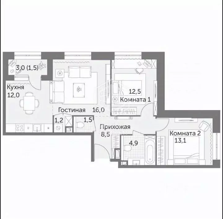 3-к кв. Москва ул. Вильгельма Пика, 1 (71.2 м) - Фото 2