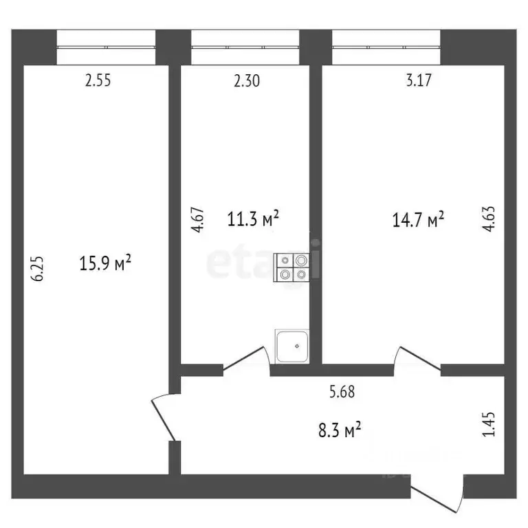 2-к кв. Крым, Сакский район, с. Крымское ул. Киевская (50.0 м) - Фото 1