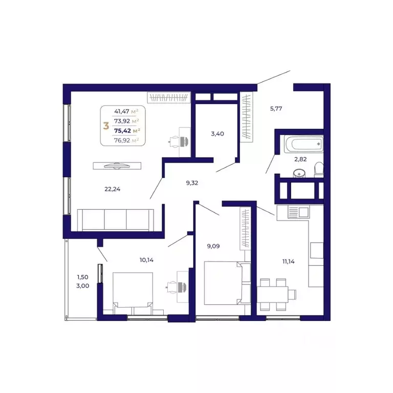 3-к кв. Башкортостан, Уфа Затон-Восточный жилрайон, Паруса жилой ... - Фото 1