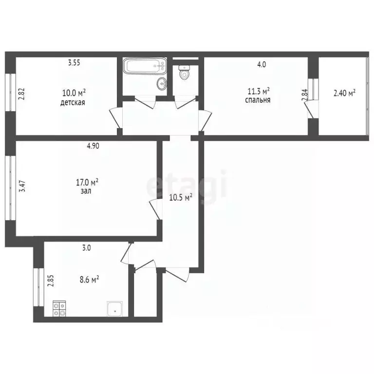 3-к кв. Омская область, Омск Омская ул., 114 (62.4 м) - Фото 1