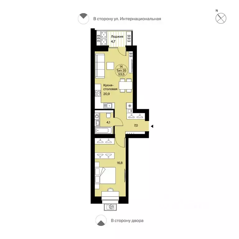 1-к кв. Коми, Сыктывкар Интернациональная ул., 200 (53.5 м) - Фото 0