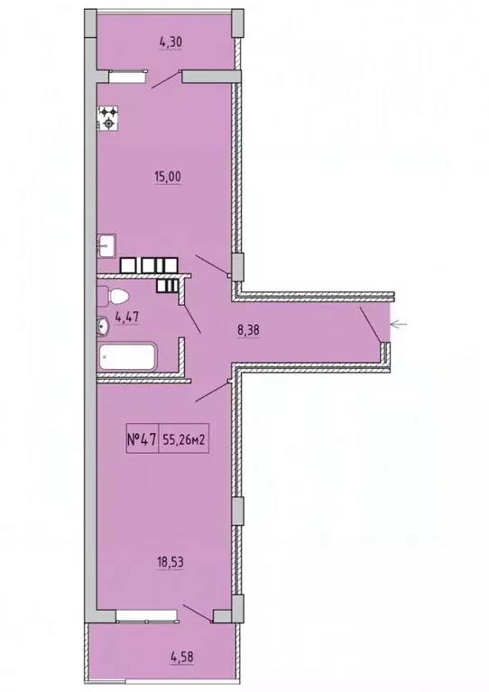 1-к кв. Крым, Феодосия ул. Грина, 43 (55.26 м) - Фото 2