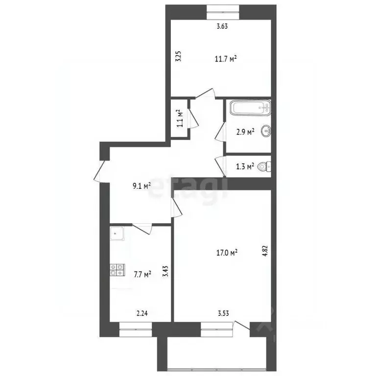 2-к кв. Челябинская область, Пласт Октябрьская ул., 74 (50.8 м) - Фото 2