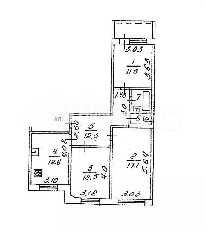 3-к. квартира, 70,4 м, 3/5 эт. - Фото 0
