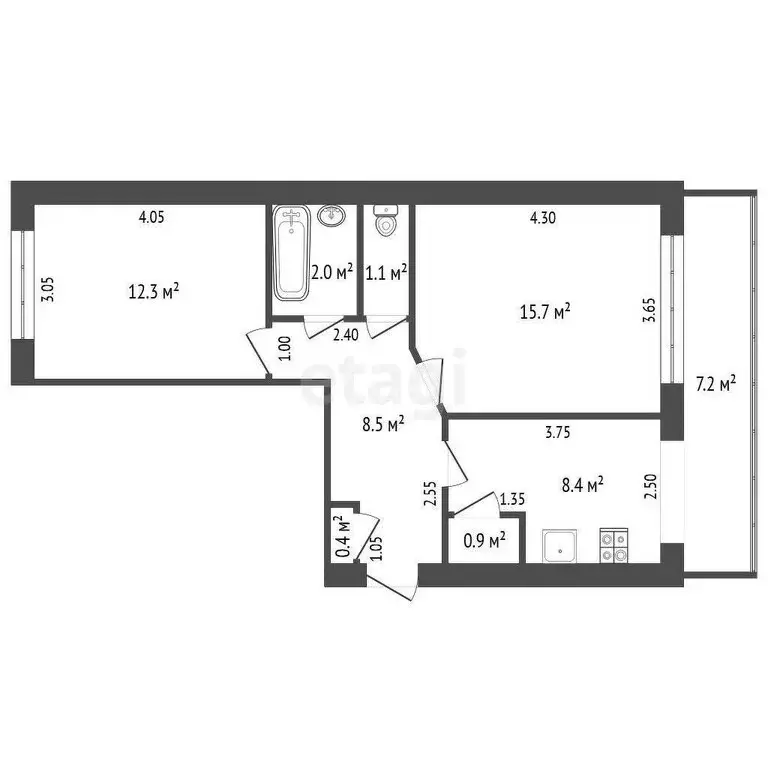 2-комнатная квартира: Сухиничи, улица Ленина, 121 (56.5 м) - Фото 0