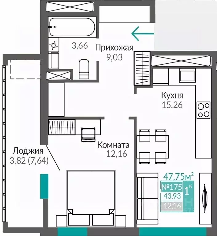 1-к кв. Крым, Симферополь Крымская роза мкр,  (43.93 м) - Фото 0