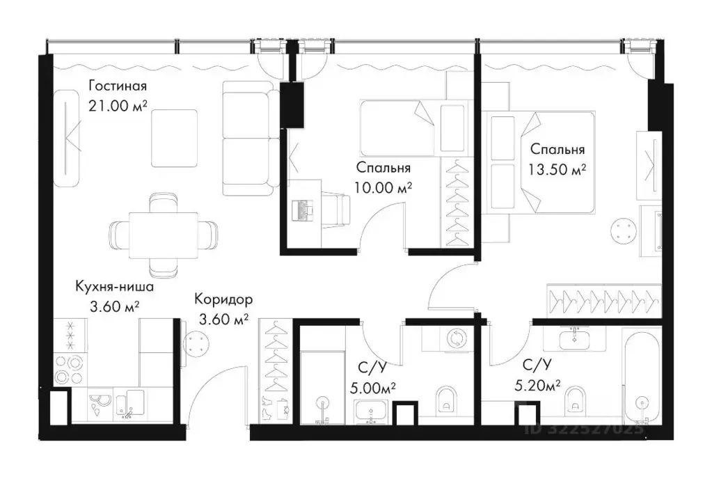 2-к кв. Москва Северный ао, Беговой р-н, Слава жилой комплекс (61.9 м) - Фото 2