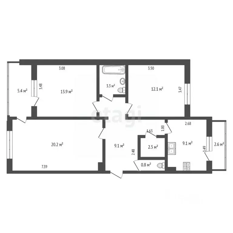 3-к кв. Крым, Черноморское пгт ул. Димитрова, 15 (73.0 м) - Фото 2
