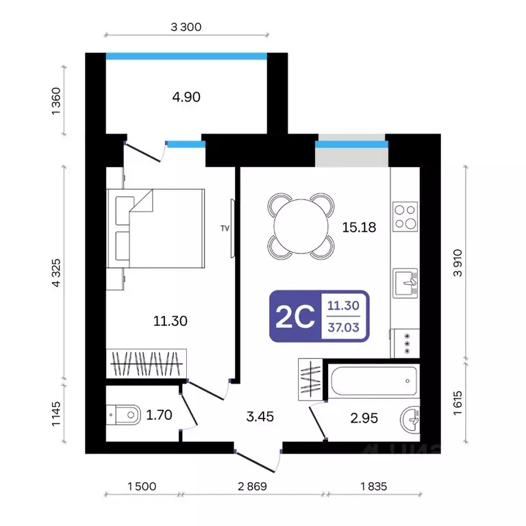 2-к кв. Башкортостан, Белебей 29-й мкр,  (37.03 м) - Фото 2
