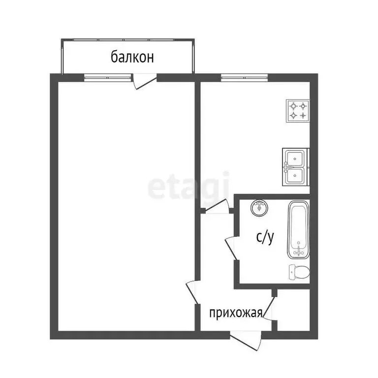 1-комнатная квартира: Омск, улица Ватутина, 7Б (30 м) - Фото 0