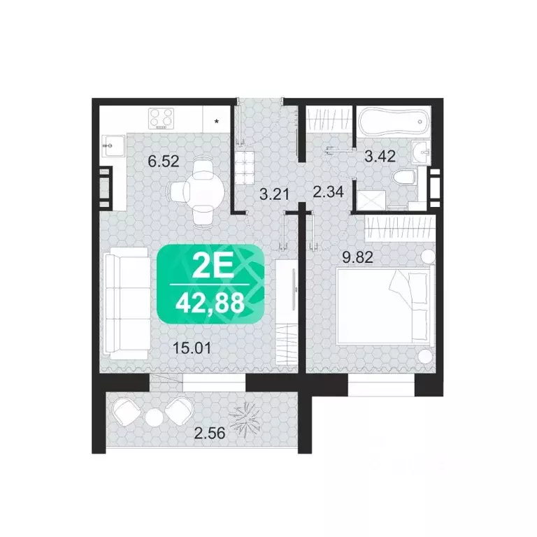 2-к кв. Забайкальский край, Чита ул. Богдана Хмельницкого, 14 (42.88 ... - Фото 1