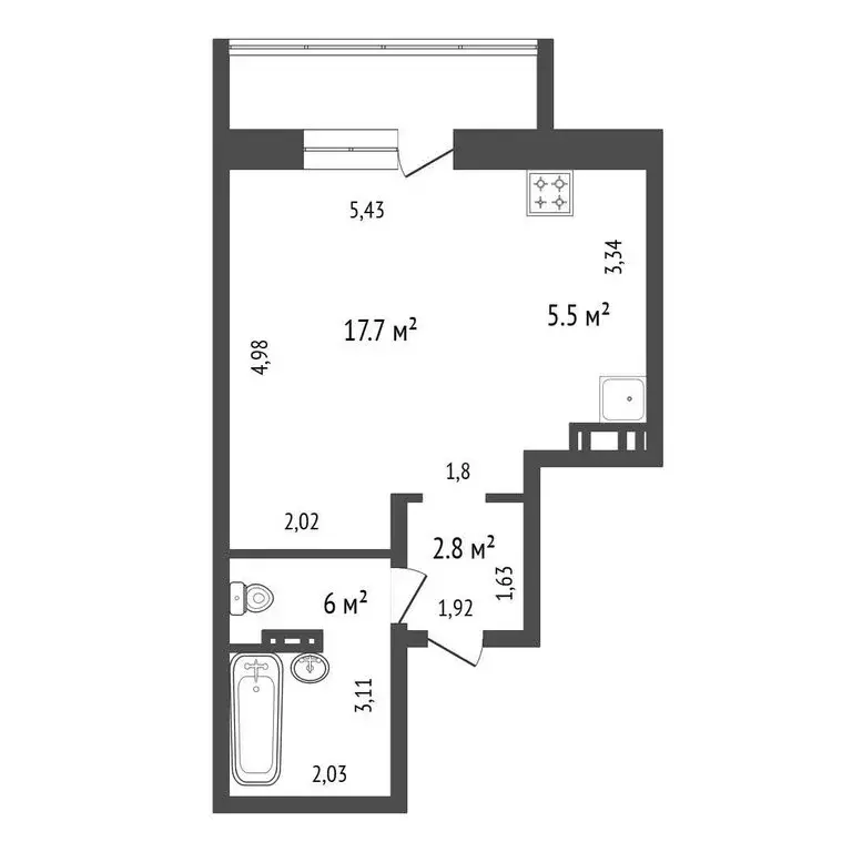 1-комнатная квартира: Иркутск, Амурский проезд, 2 (37 м) - Фото 1