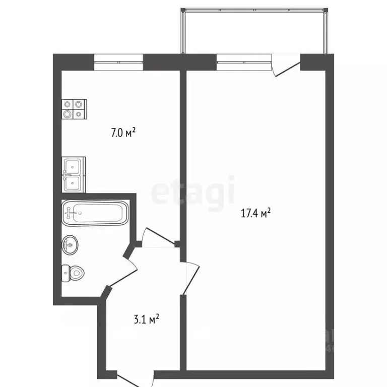 1-к кв. Крым, Феодосия ш. Симферопольское, 31 (30.5 м) - Фото 2