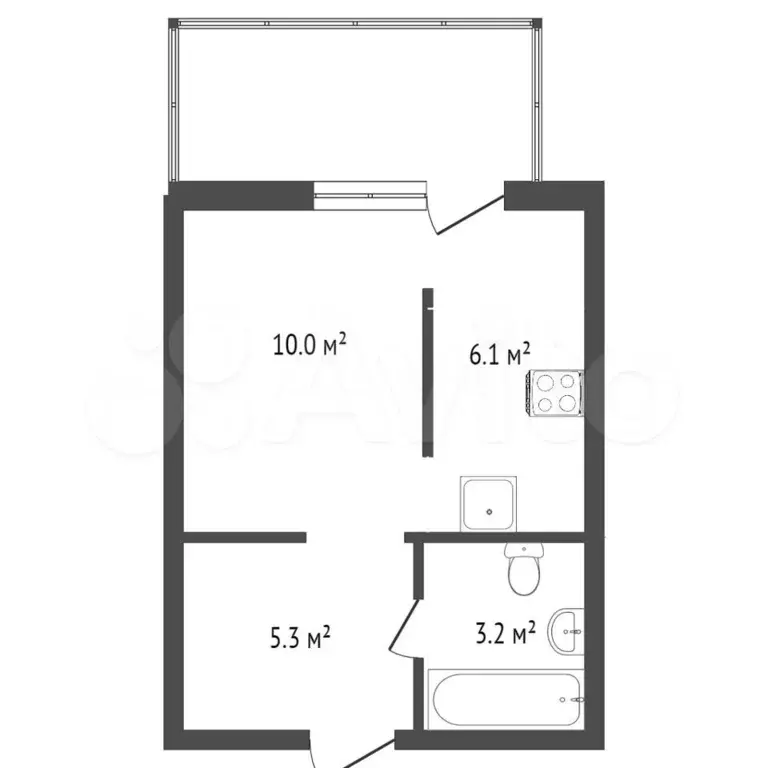 1-к. квартира, 24,9 м, 3/5 эт. - Фото 0