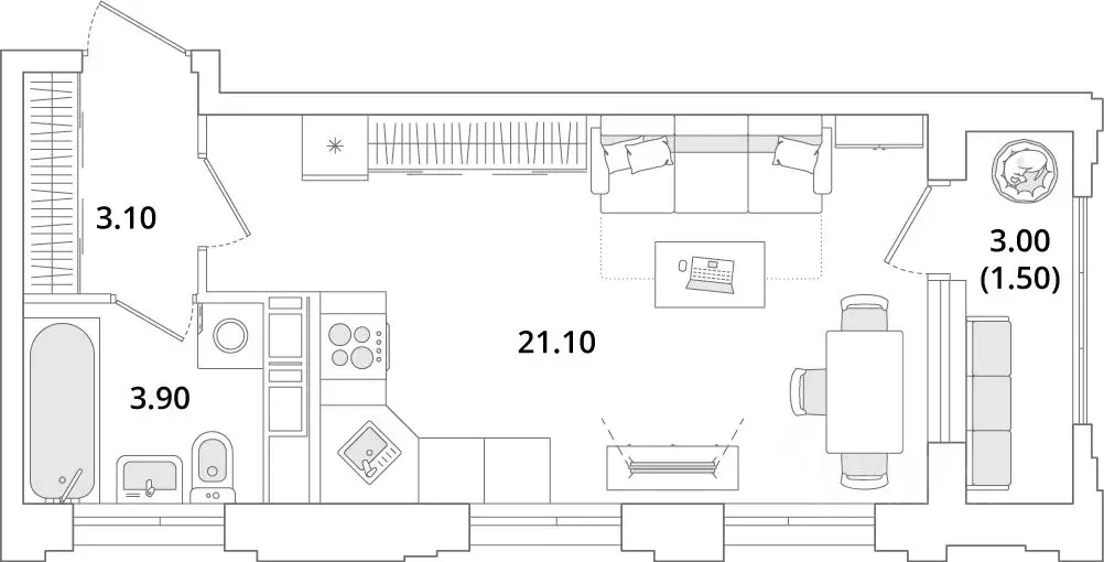 Студия Санкт-Петербург Планерная ул., 99 (29.3 м) - Фото 0