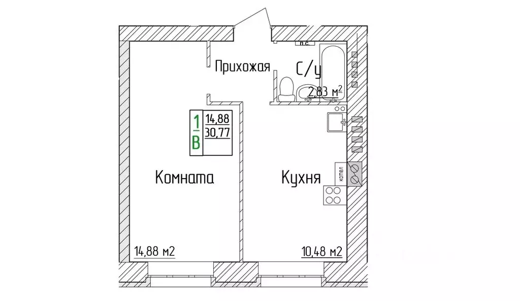1-к кв. Ярославская область, Ярославский муниципальный округ, пос. ... - Фото 1
