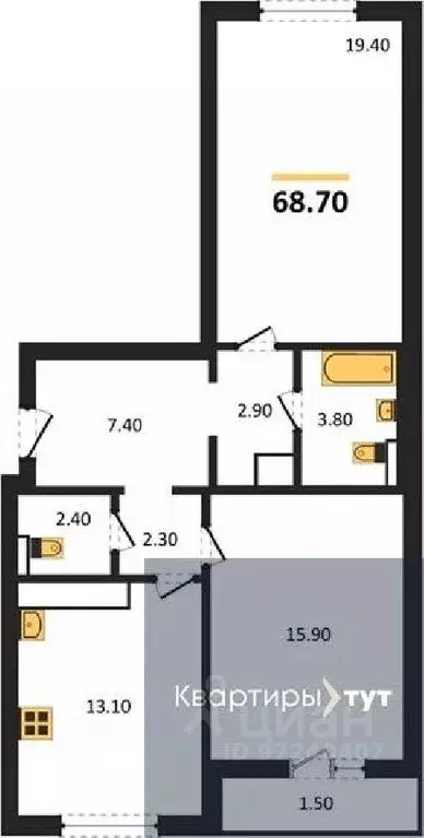 2-к кв. Воронежская область, Воронеж ул. Шишкова, 140Б/11 (68.7 м) - Фото 0