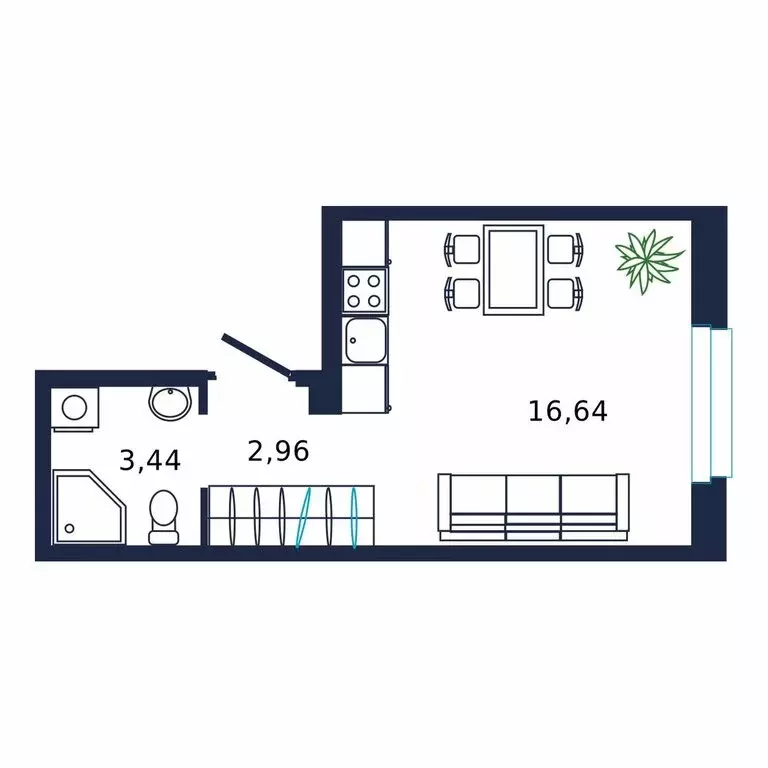 Квартира-студия: микрорайон Мелиораторов, улица Мелиораторов, 6А (22.7 ... - Фото 0