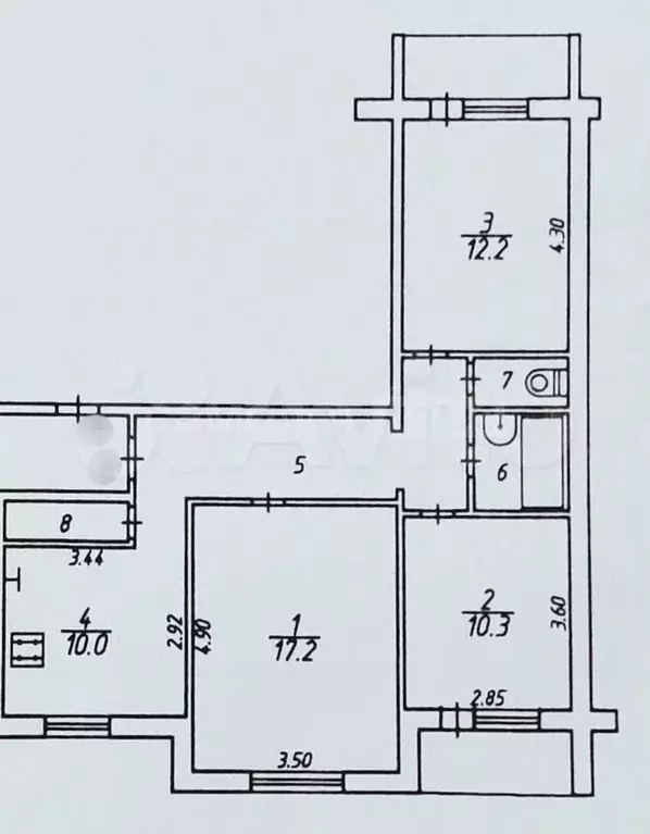 3-к. квартира, 65,9 м, 7/9 эт. - Фото 0