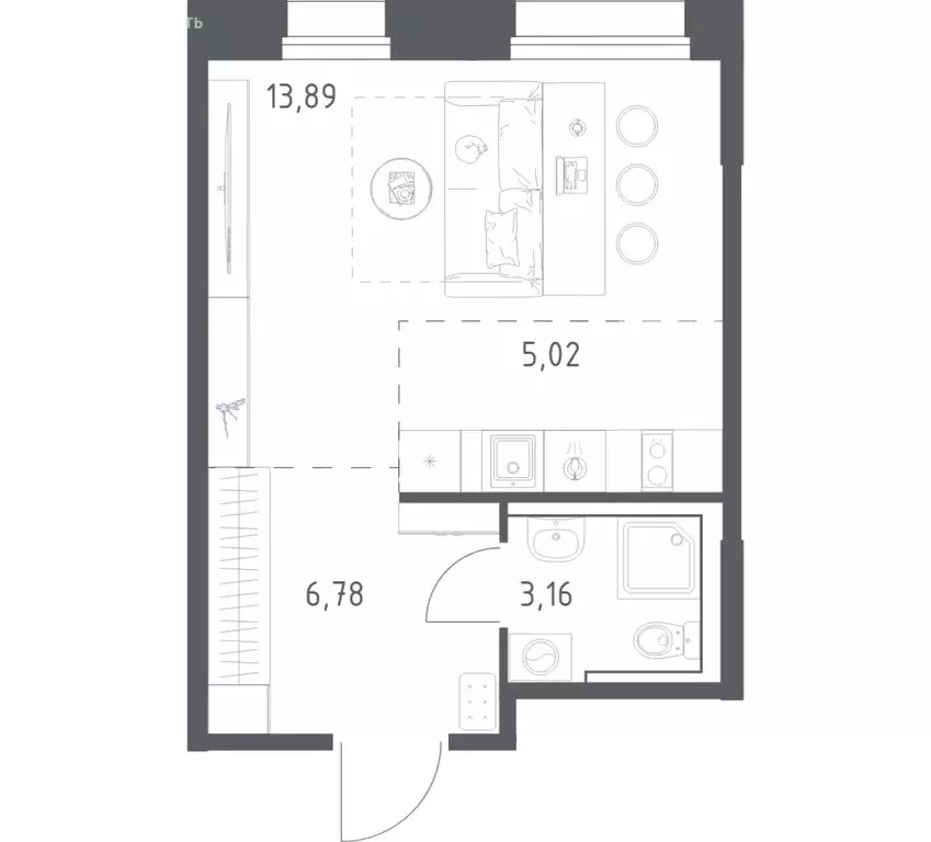 Квартира-студия: Кола, ЖК Кольские Огни (28.85 м) - Фото 1