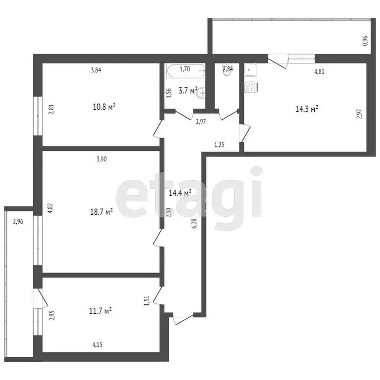3-комнатная квартира: микрорайон Зелёный, 1А (73.5 м) - Фото 1