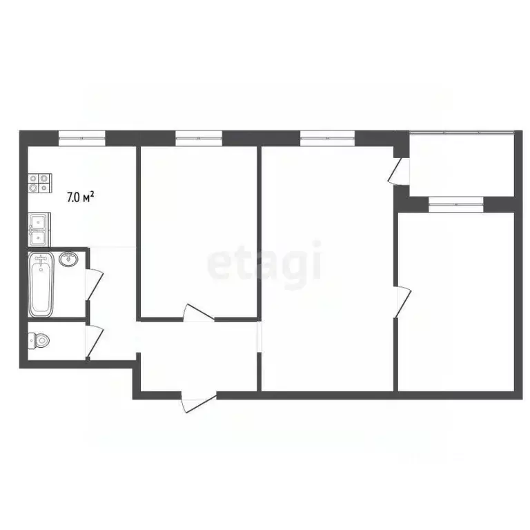 3-к кв. Саратовская область, Саратов Тульская ул., 1 (57.0 м) - Фото 1