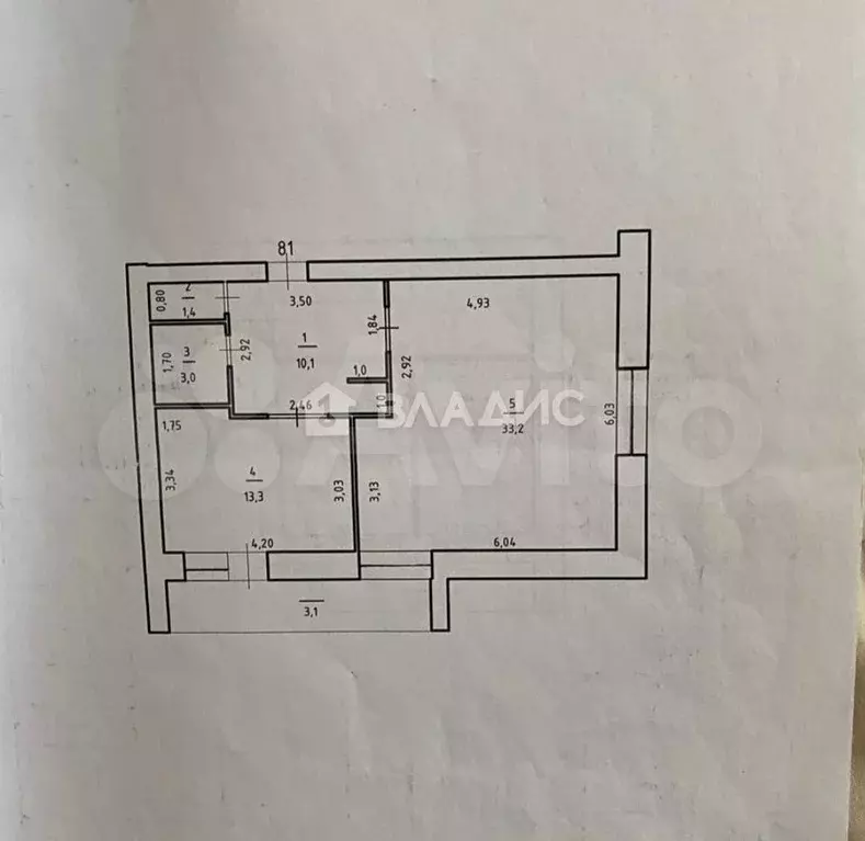 3-к. квартира, 92 м, 5/5 эт. - Фото 0