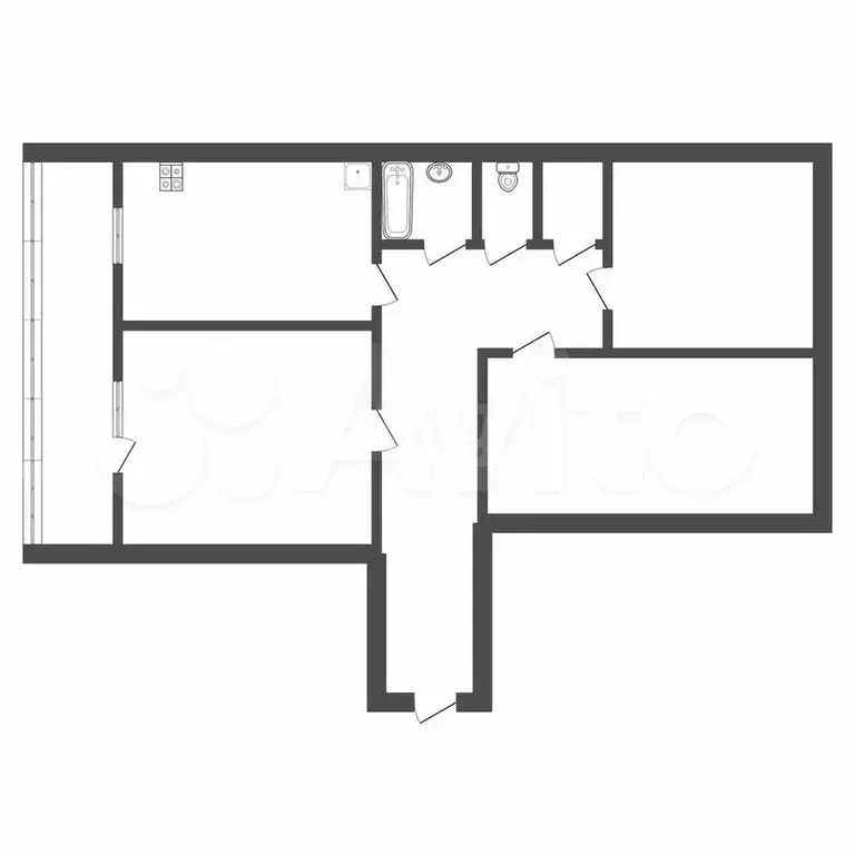 3-к. квартира, 66 м, 4/5 эт. - Фото 0