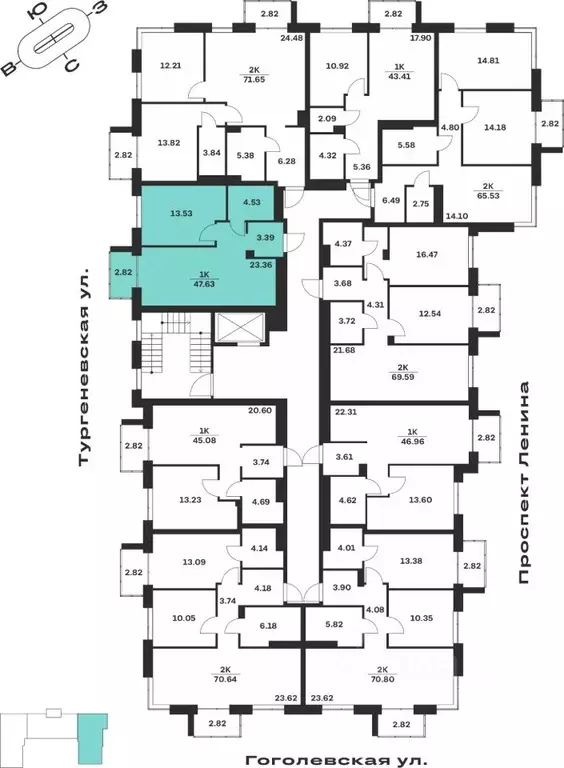 1-к кв. Тульская область, Тула Гоголевская ул., 43 (47.63 м) - Фото 1