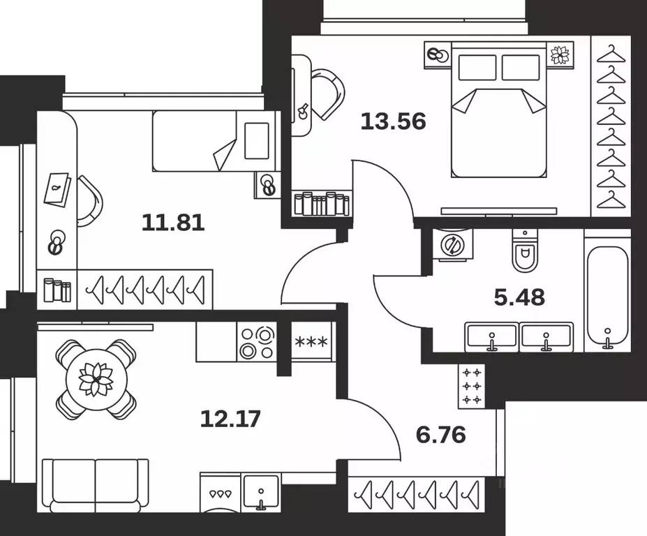 2-к кв. Тульская область, Тула Прайм Сойфера жилой комплекс (49.78 м) - Фото 1