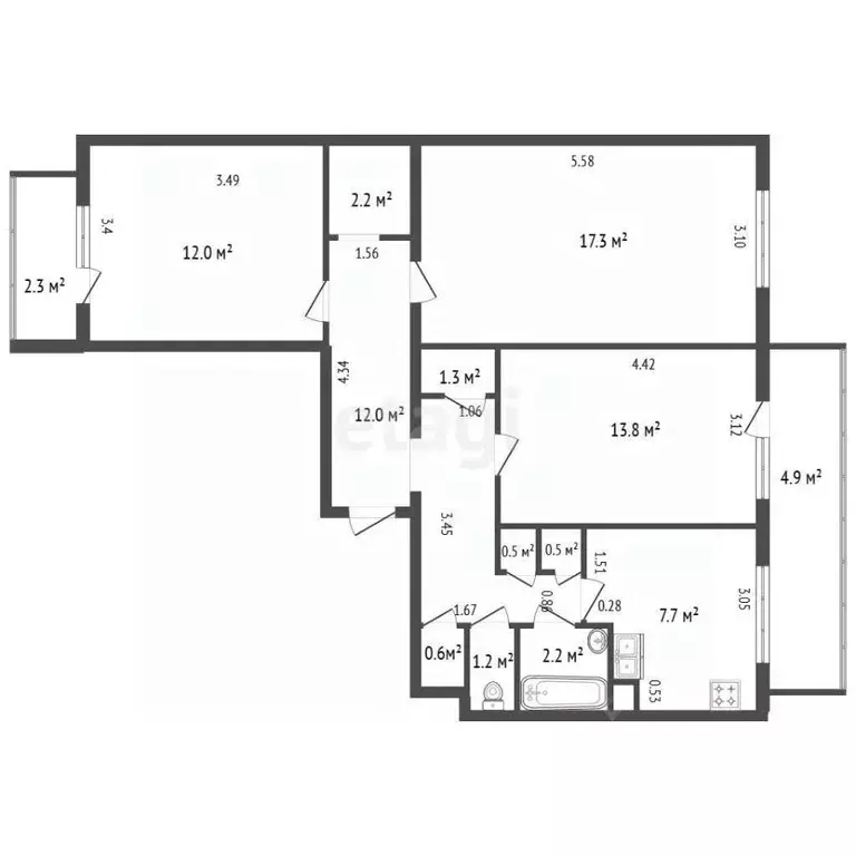 3-к кв. Санкт-Петербург Гражданский просп., 117К1 (71.3 м) - Фото 2