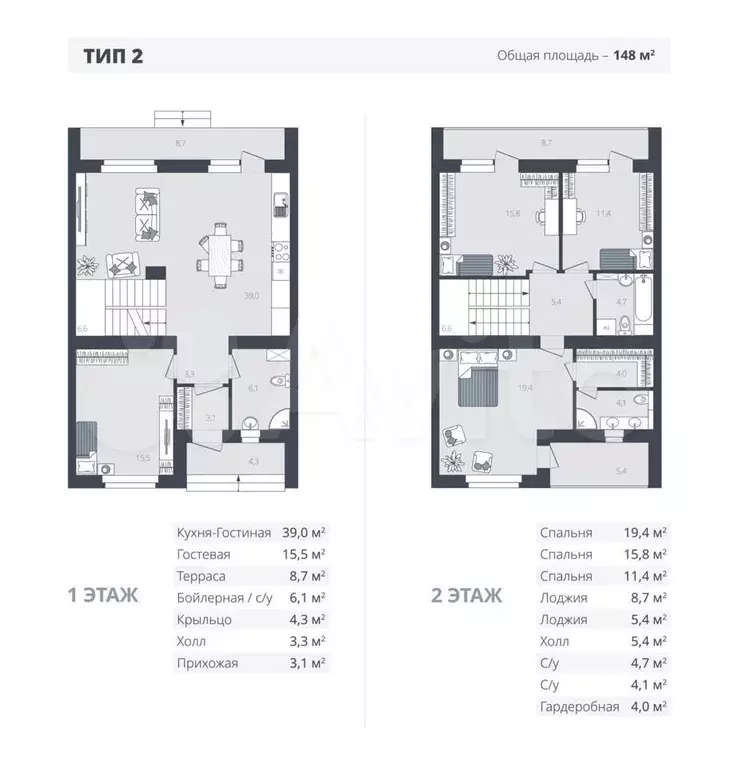 таунхаус 120 м на участке 2 сот. - Фото 1