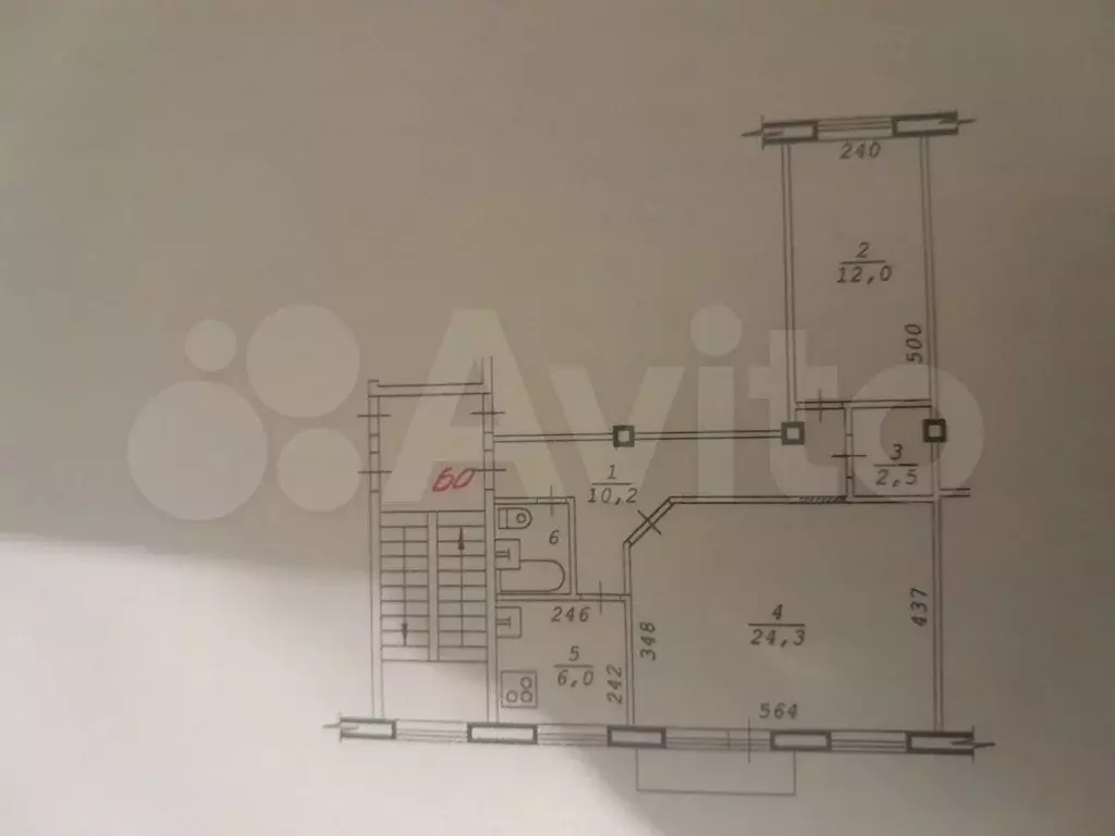2-к. квартира, 59 м, 5/5 эт. - Фото 0