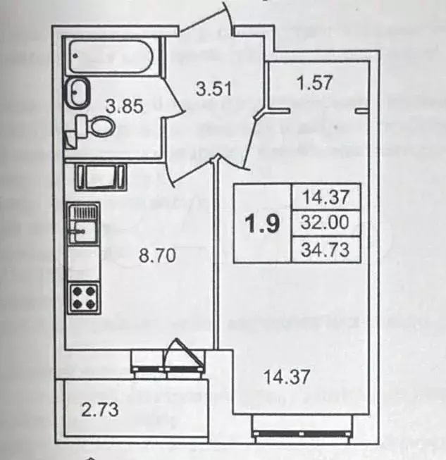 Квартира-студия, 32 м, 15/22 эт. - Фото 0