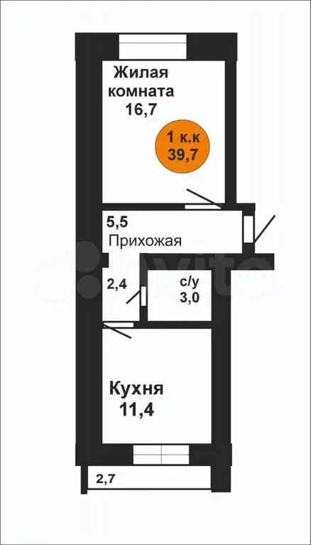 1-к. квартира, 40 м, 5/12 эт. - Фото 0