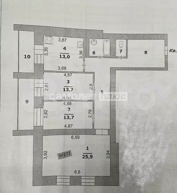 3-к. квартира, 103,8 м, 4/17 эт. - Фото 0