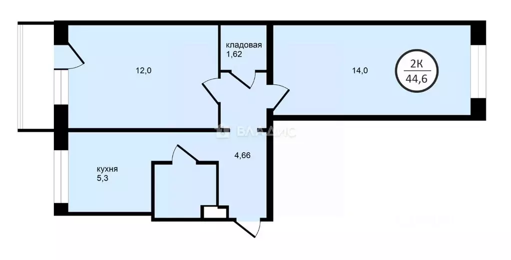 2-к кв. Ленинградская область, Всеволожск ул. Вокка, 12к1 (44.3 м) - Фото 1
