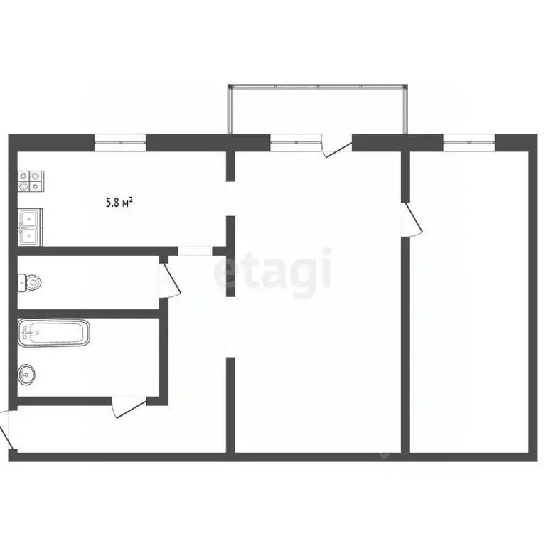 2-к кв. Московская область, Химки Пролетарская ул., 12/15 (43.1 м) - Фото 2