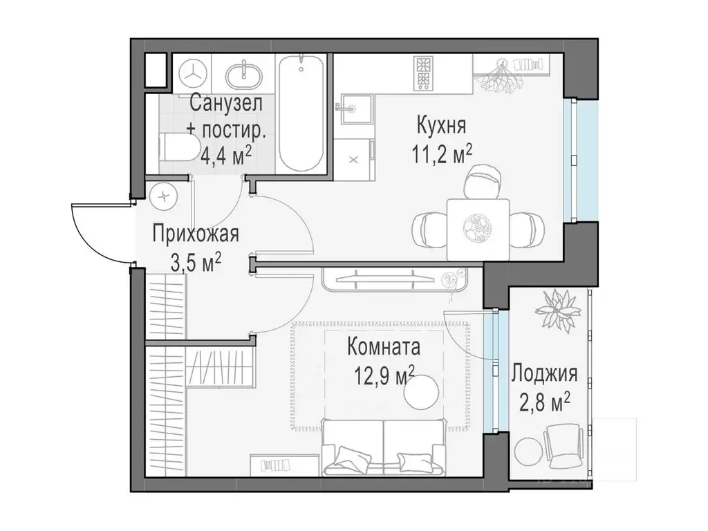 1-к кв. Московская область, Пушкино ул. Антона Ветчинова, 3к1 (33.5 м) - Фото 0