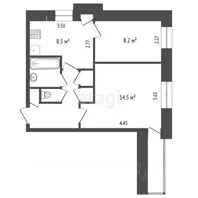 2-к кв. Ярославская область, Рыбинск ул. Моисеенко, 11 (42.0 м) - Фото 2