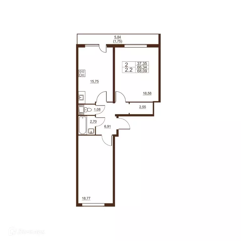 Продаётся 2-к квартира, 68.09 м - Фото 0