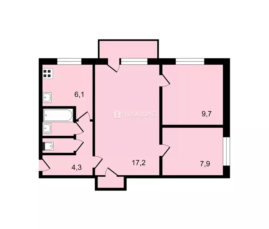 3-к кв. Вологодская область, Вологда ул. Ветошкина, 103А (49.4 м) - Фото 1