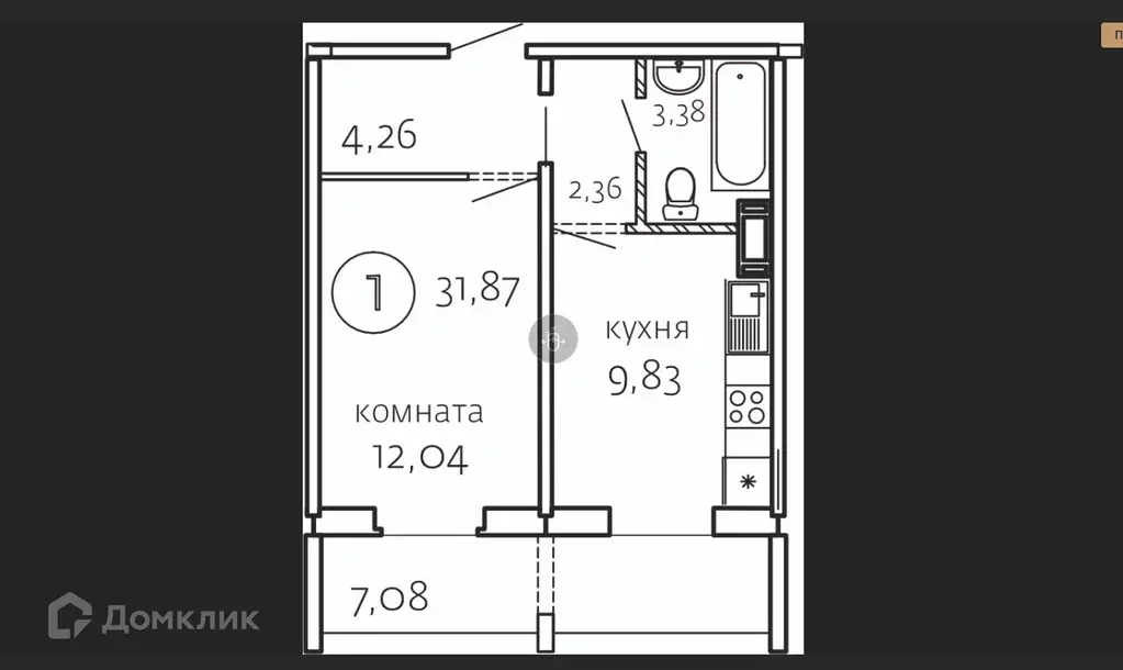 Продаётся 1-к квартира, 32 м - Фото 1