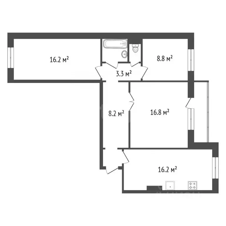 3-к кв. Красноярский край, Красноярск Ястынская ул., 17А (75.3 м) - Фото 1