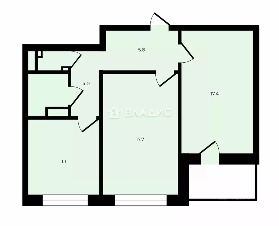 2-к кв. Воронежская область, Воронеж ул. Артамонова, 22Л (60.3 м) - Фото 2