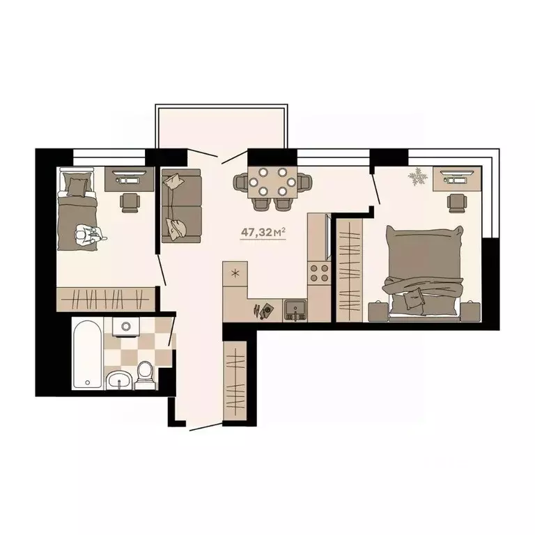 3-к кв. Приморский край, Владивосток ул. Грязелечебница (48.56 м) - Фото 1