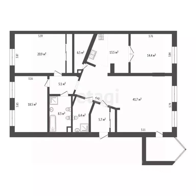 3-к кв. Тюменская область, Тюмень ул. Кирова, 25 (144.0 м) - Фото 1
