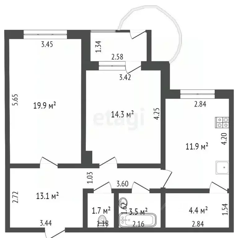 2-к кв. Саха (Якутия), Якутск ул. Пояркова, 23 (68.7 м) - Фото 1